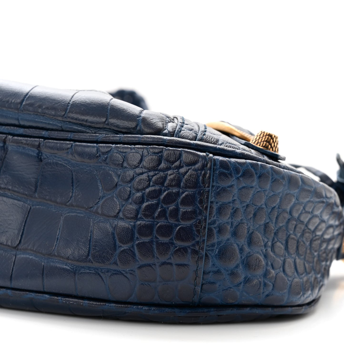 Extra Supple Calfskin Crocodile Embossed Le Cagole Shoulder Bag XS Indigo