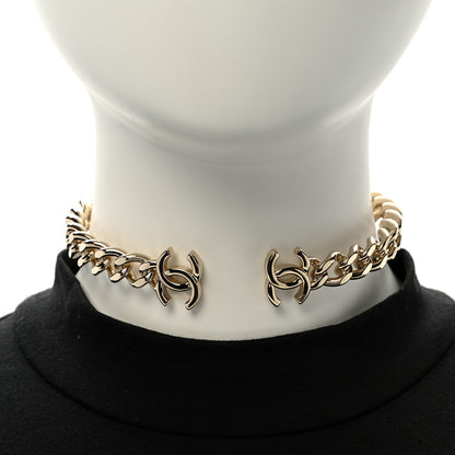 Chanel Metal CC Chain Link Choker Necklace M Gold 2 of 5
