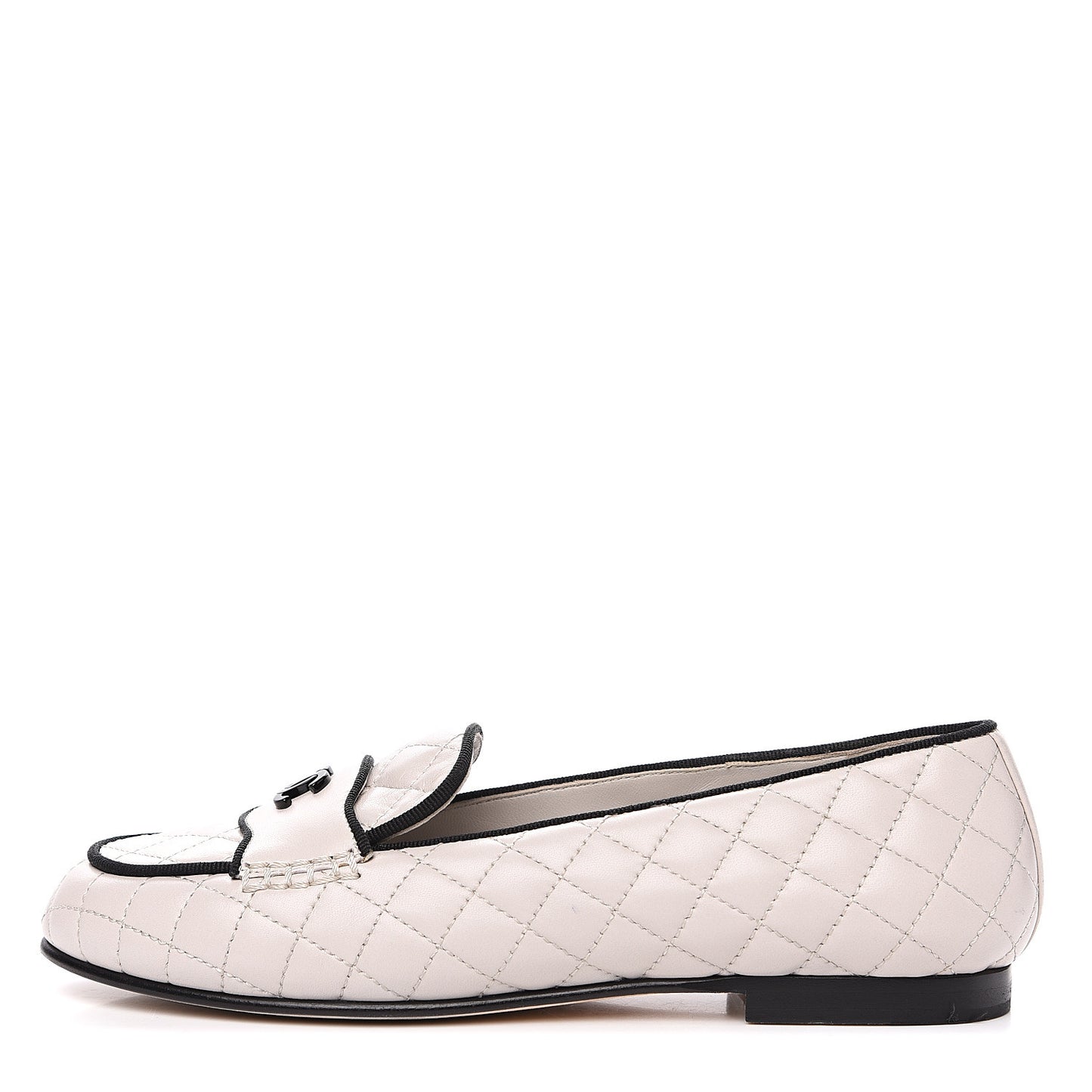 Lambskin Quilted CC Loafers 35.5 Light Grey