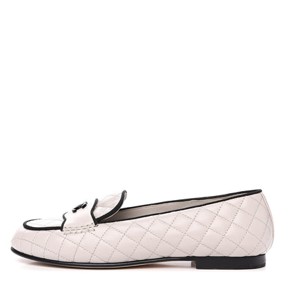 Chanel Lambskin Quilted CC Loafers 35.5 Light Grey 1 of 9
