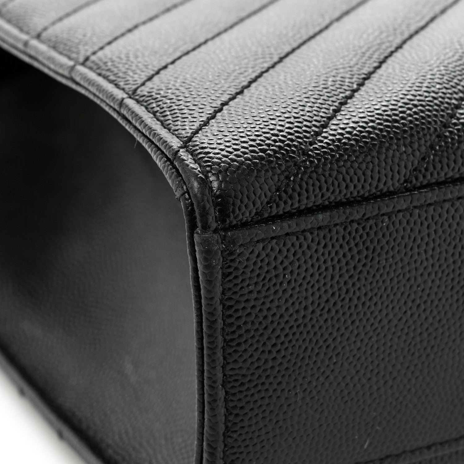 Saint Laurent Grain De Poudre Matelasse Chevron Large Monogram Satchel Black 13 of 15