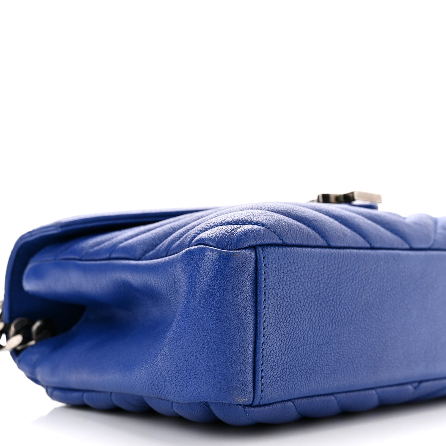 Saint Laurent Sheepskin Matelasse Chevron Monogram Medium College Bag Royal Blue 9 of 11