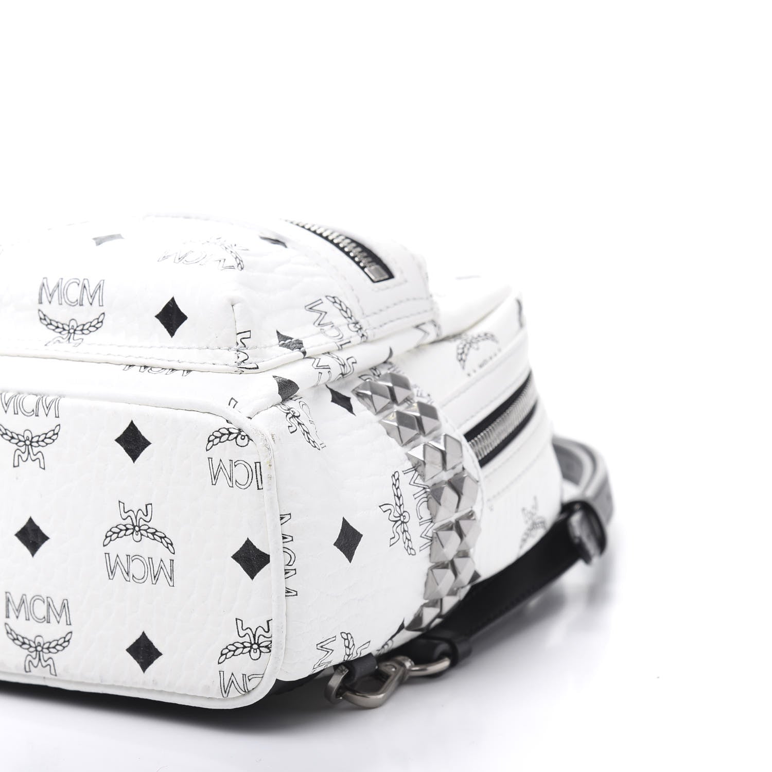 MCM Visetos Studded X-Mini Bebe Boo Backpack White 6 of 9