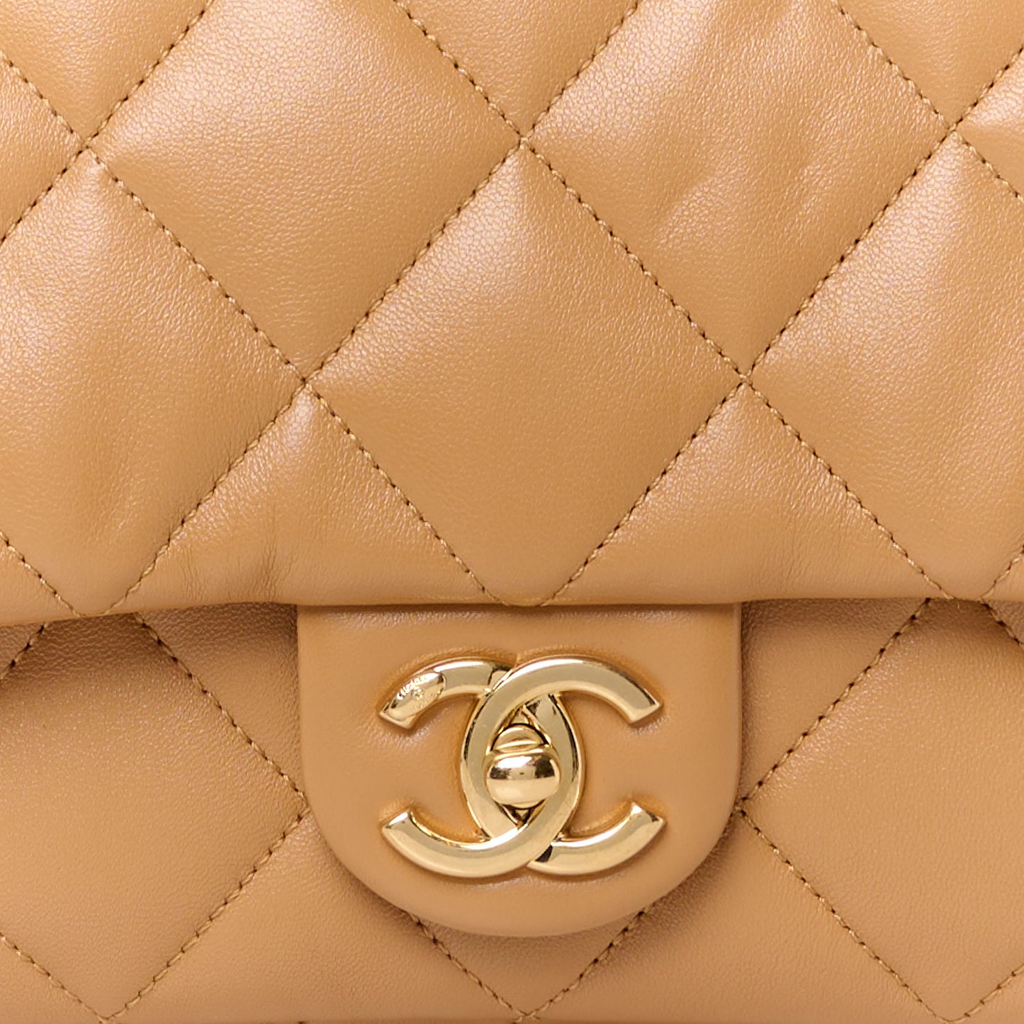 Lambskin Quilted Large CC Funky Town Flap Beige