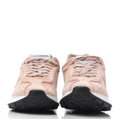 Chanel Suede Goatskin CC Sneakers 38 Light Pink 2 of 9