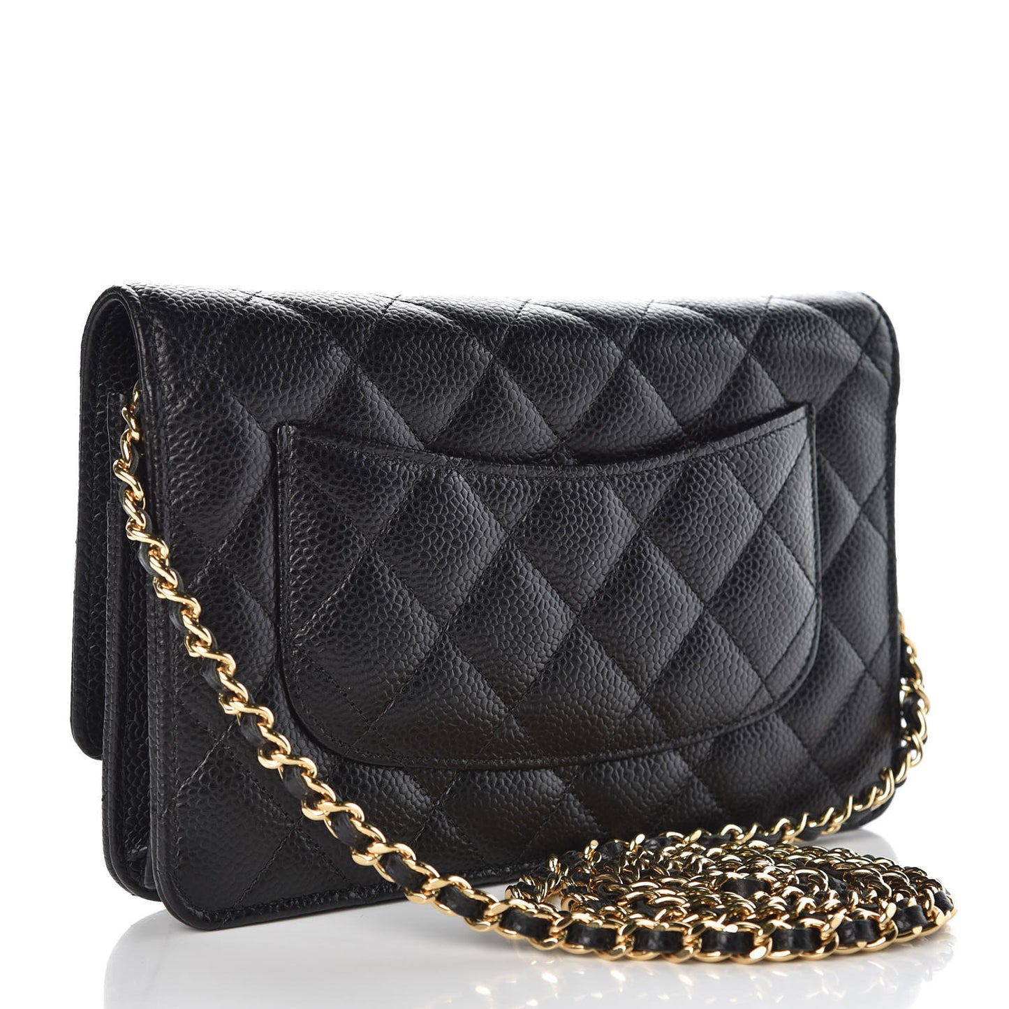 Caviar Quilted Wallet On Chain WOC Black