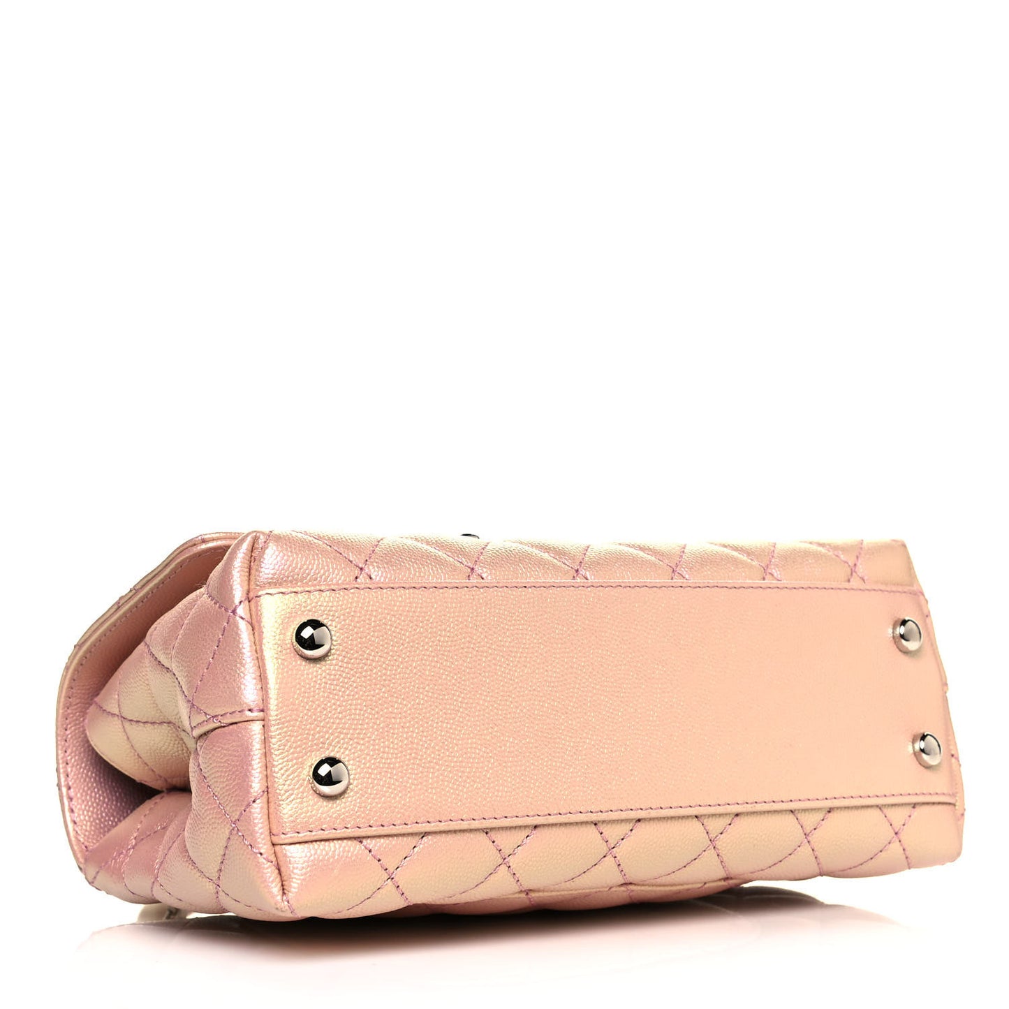 Iridescent Caviar Quilted Mini Coco Handle Flap Pink