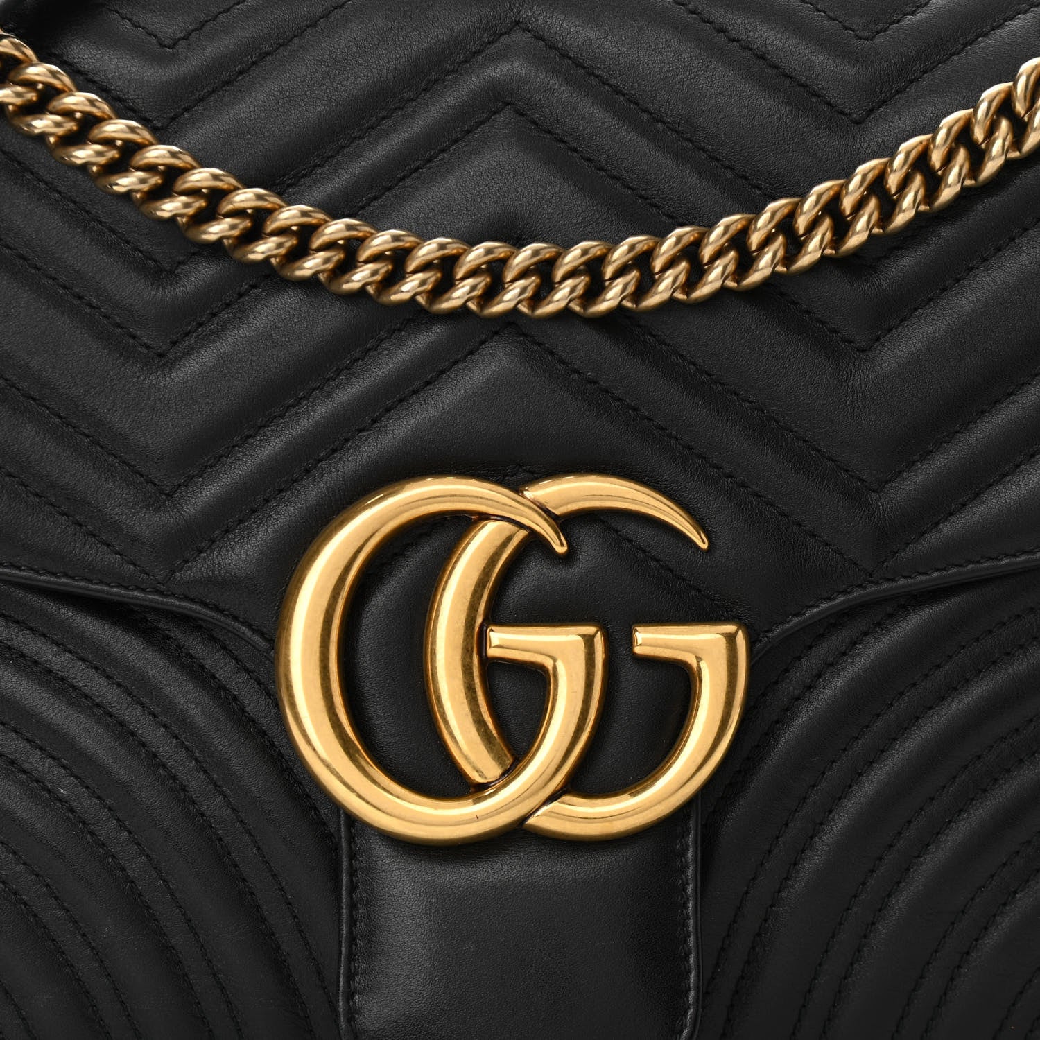 Gucci Calfskin Matelasse Medium GG Marmont Shoulder Bag Black 7 of 10