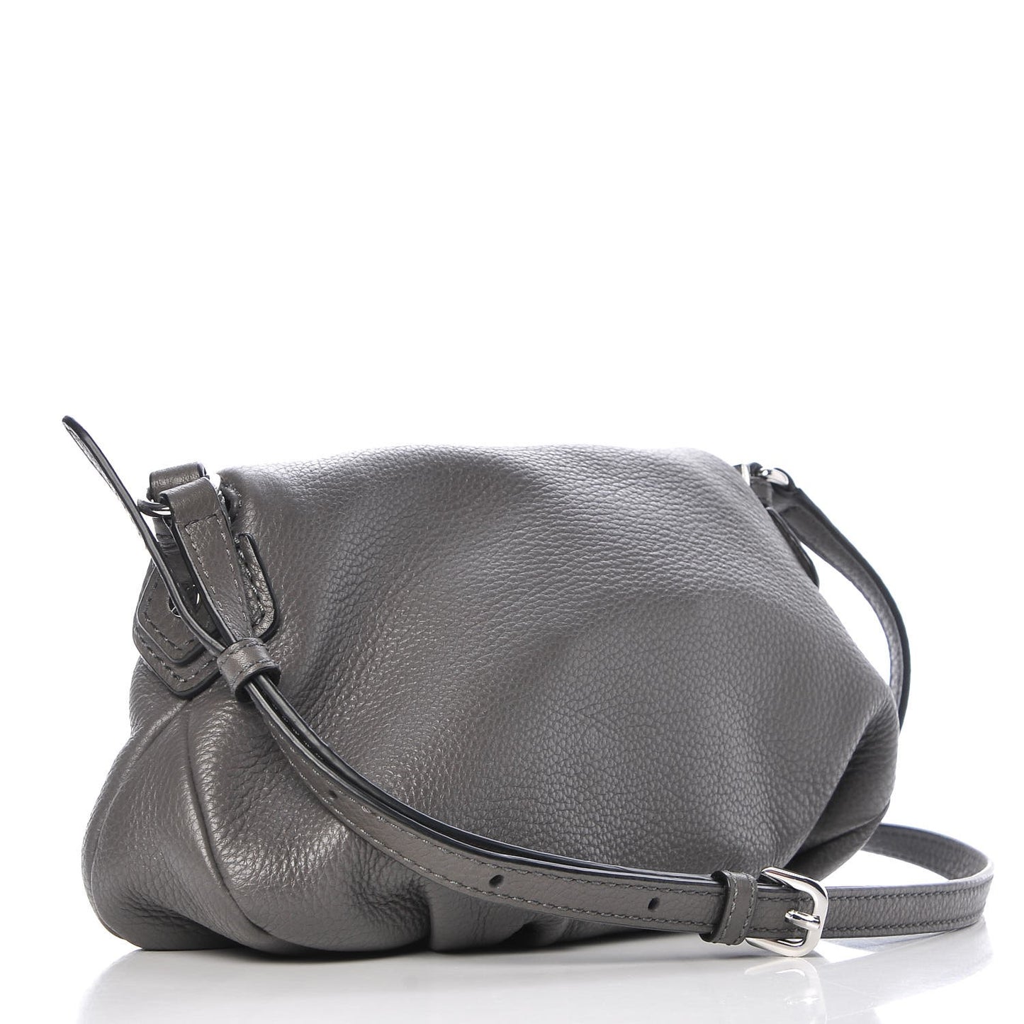 Pebbled Calfskin Mini Natasha Crossbody Grey