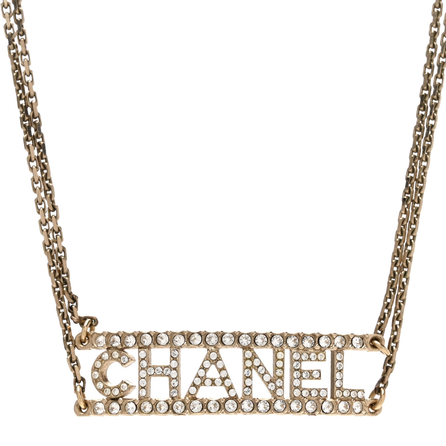 Metal Crystal Logo Choker Necklace Gold