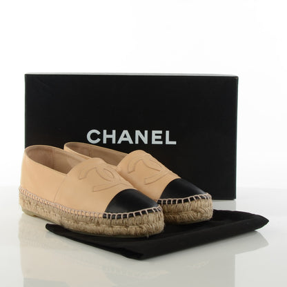 Chanel Lambskin CC Espadrilles 35 Beige Black 4 of 11