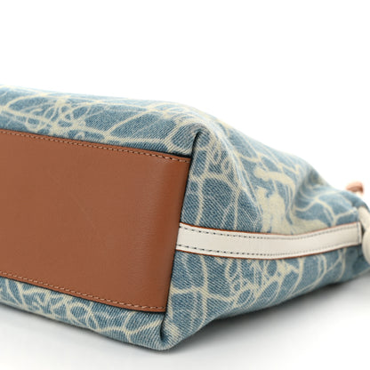 Loewe Denim Calfskin Mermaid Print Paula's Ibiza Flamenco Knot Bag Blue Tan 10 of 10