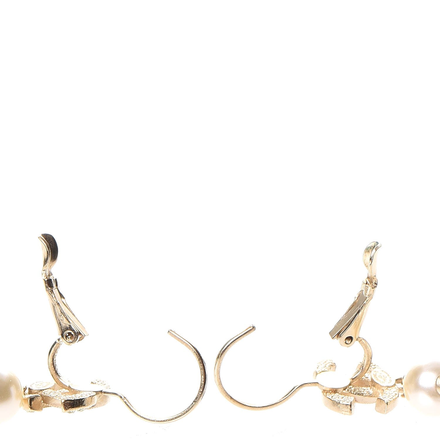 Chanel Crystal Pearl CC Drop Earrings Gold 3 of 5