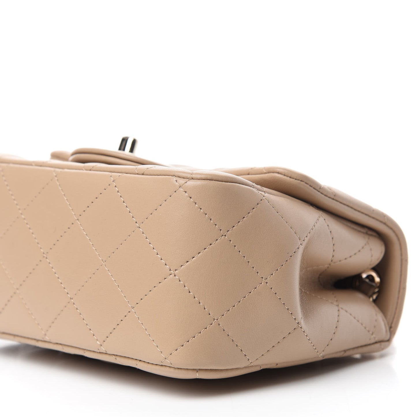 Lambskin Quilted Mini Square Flap Beige