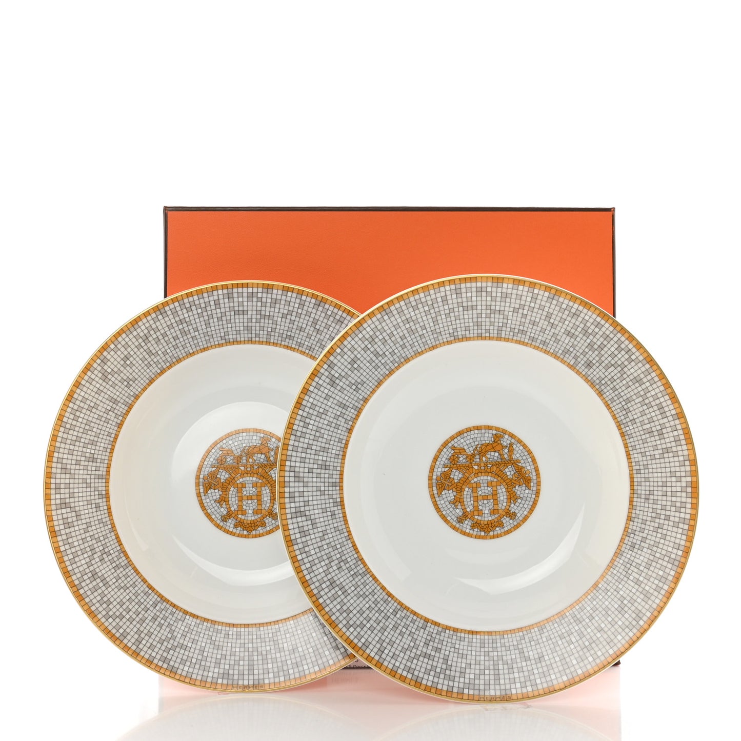 Porcelain Mosaique Au 24 Platine Soup Plate Set of 2