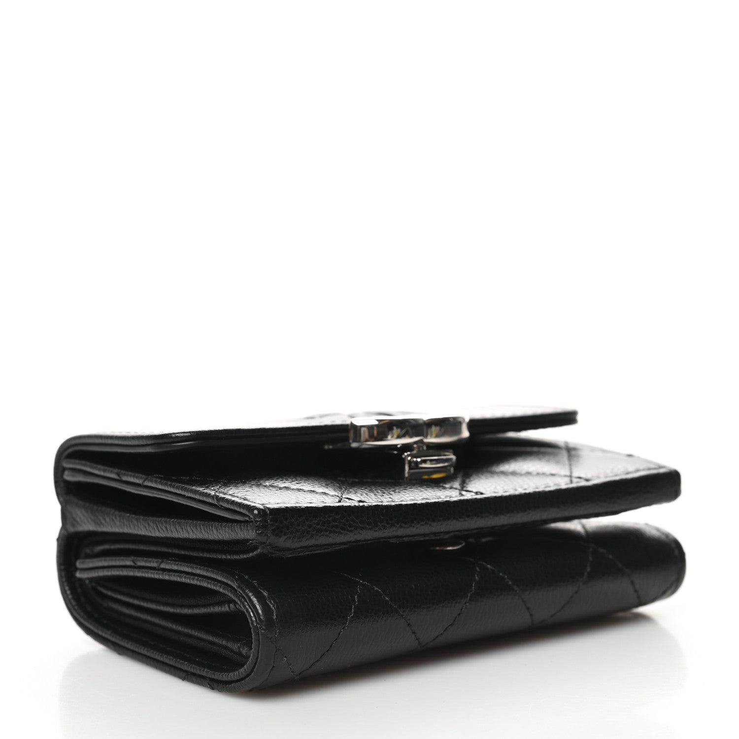 Chanel Grained Calfskin Quilted CC Box Compact Flap Wallet Black 4 of 12