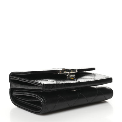 Chanel Grained Calfskin Quilted CC Box Compact Flap Wallet Black 4 of 12