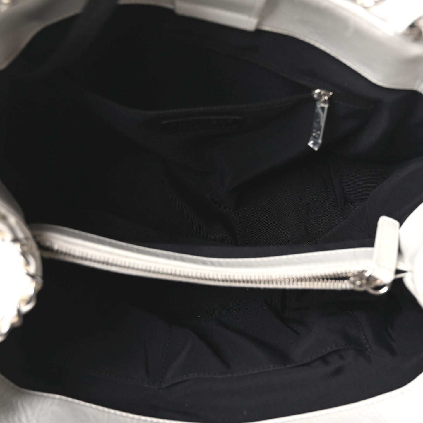 Glazed Calfskin Quilted Small Chain Me Tote Dark White