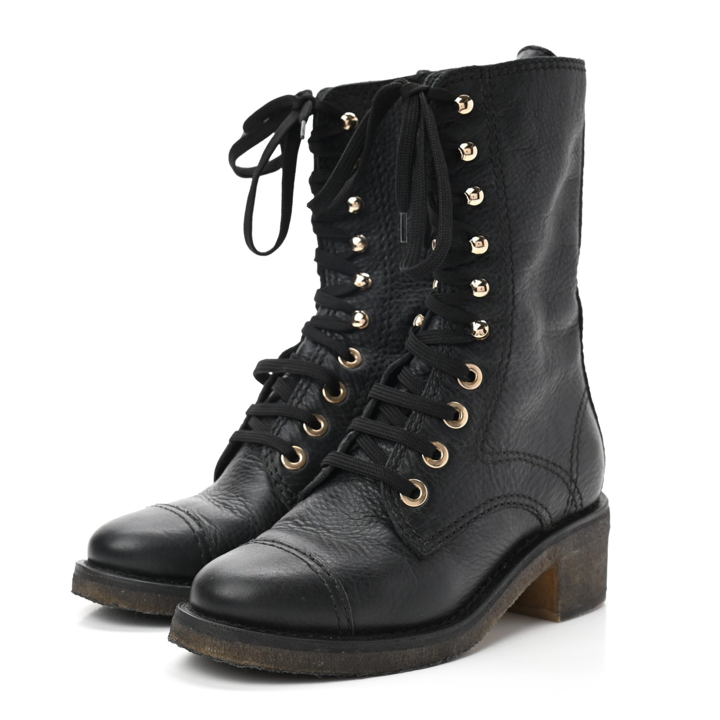 Calfskin CC Combat Boots 36 Black