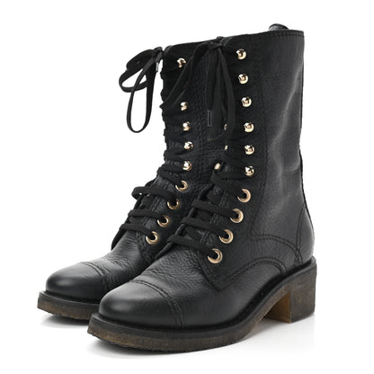 Chanel Calfskin CC Combat Boots 36 Black 3 of 8