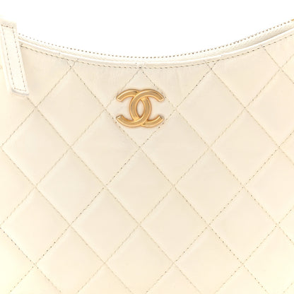 Chanel Shiny Crumpled Lambskin Quilted Trendy Chain Around Hobo White 8 of 10