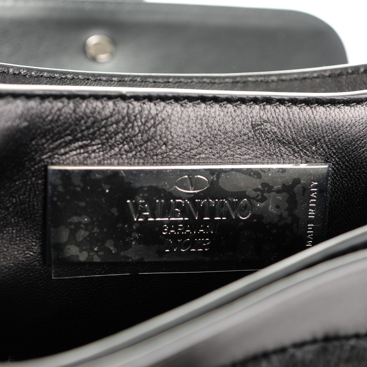 Snakeskin Embossed Vitello Calf Hair B-Rockstud Flap Black