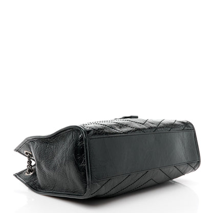 Saint Laurent Crinkled Calfskin Matelasse Monogram Medium Niki Shopper Tote Black 4 of 12