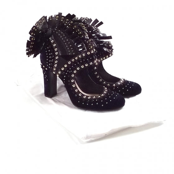 Velvet Studded Mohawk Pumps