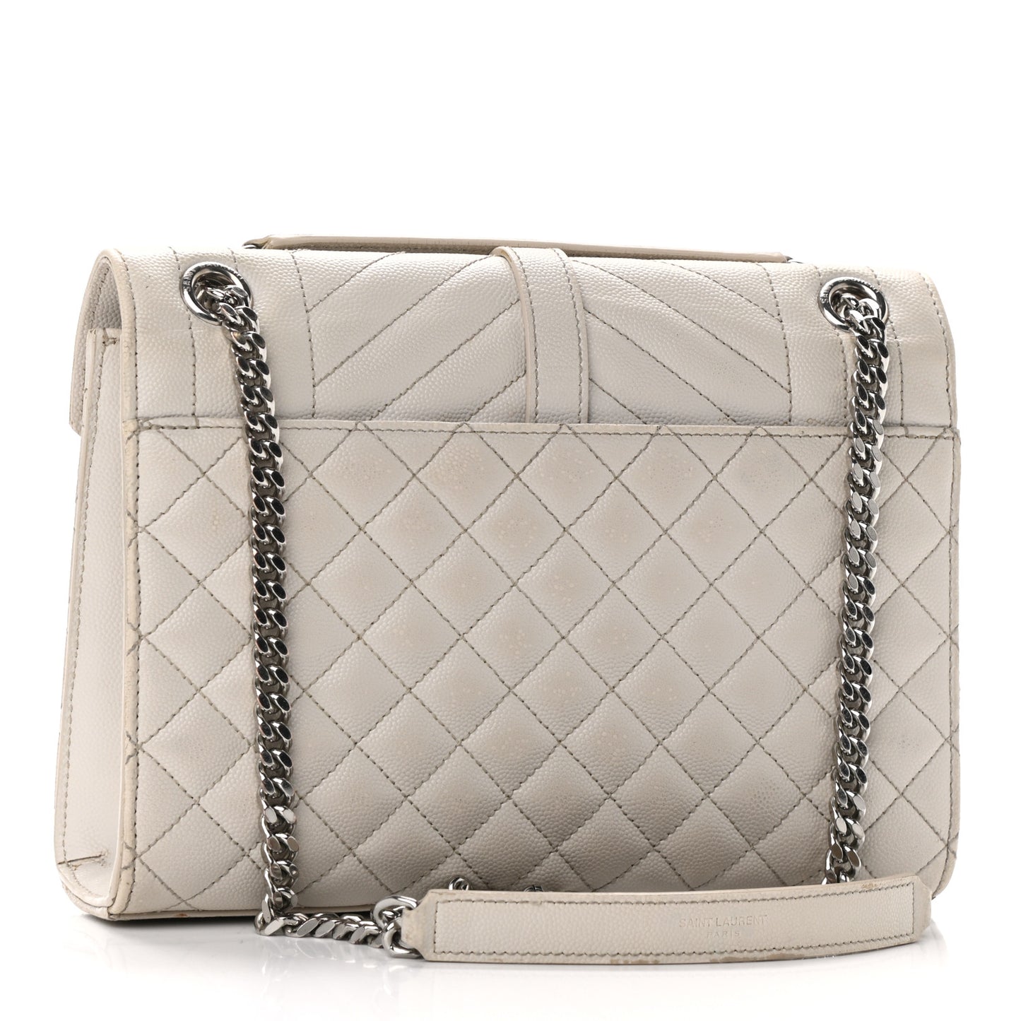 Grain De Poudre Textured Mixed Matelasse Medium Triquilt Monogram Satchel Granite