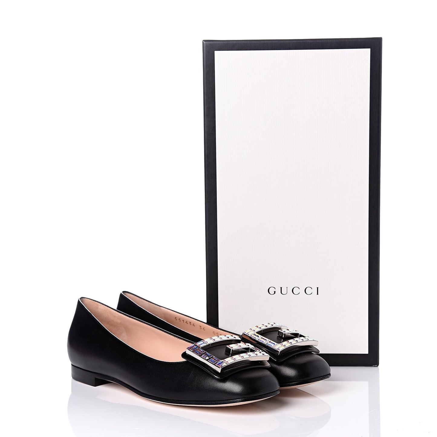 Malaga Kid Crystal Square G Madelyn Ballet Flats 36 Black