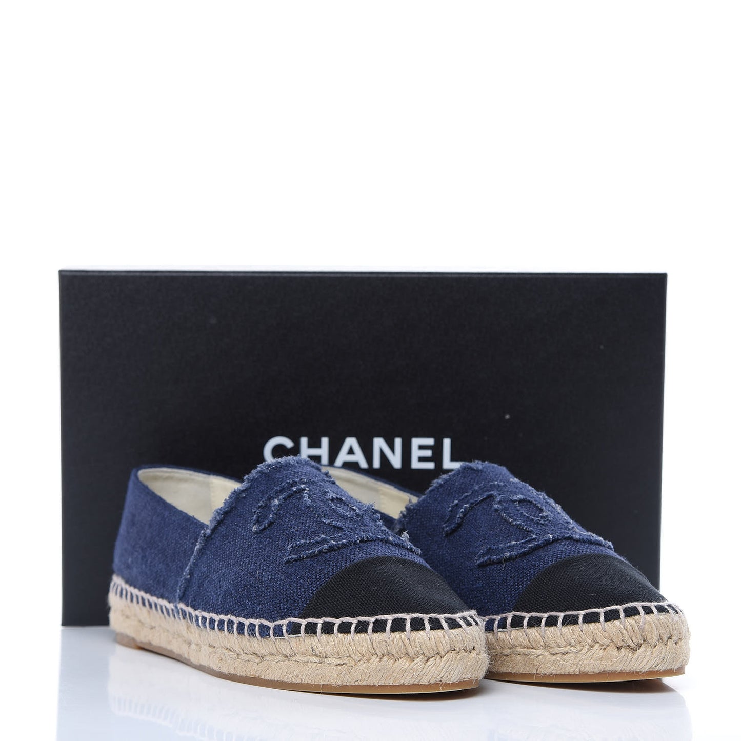 Linen CC Espadrilles 38 Blue Black