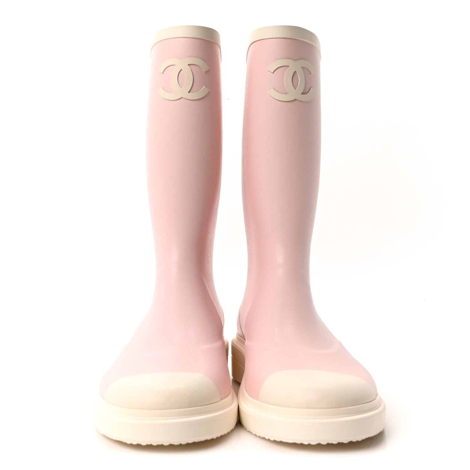 Chanel Caoutchouk CC High Boots 41 Light Pink White 3 of 9