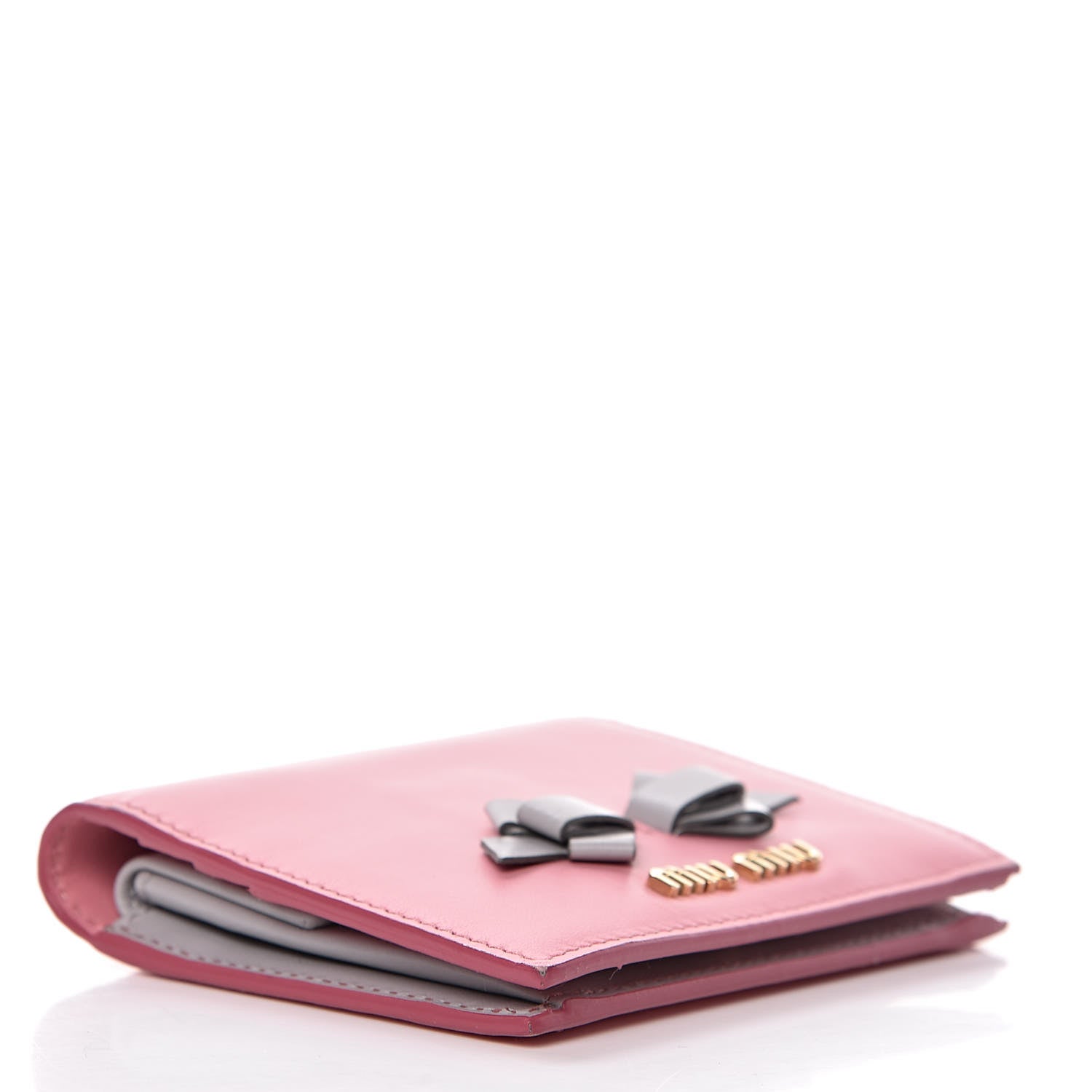 Miu Miu Soft Calfskin Mini Bow Wallet Petalo Granito 4 of 6