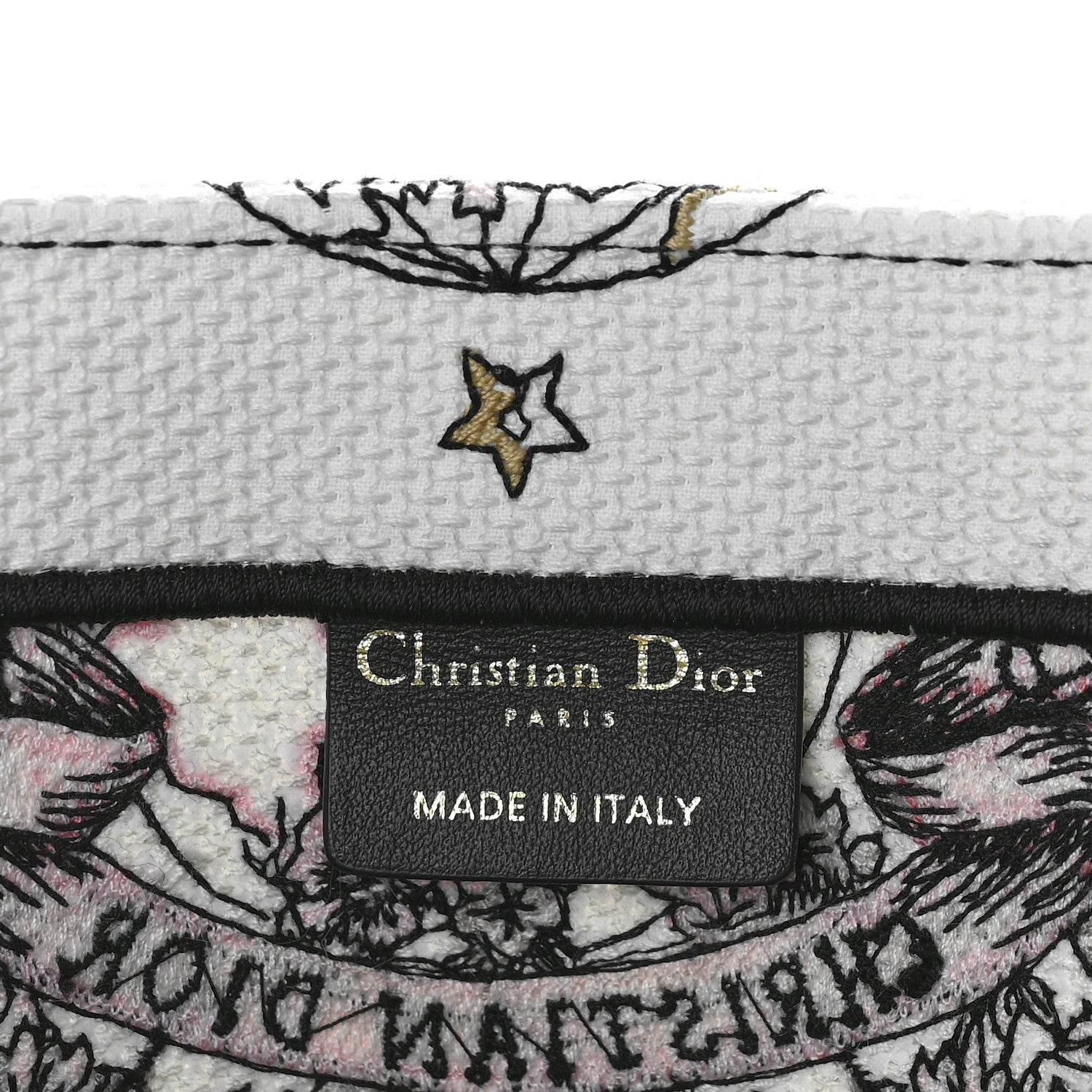 Christian Dior Canvas Embroidered Large Butterfly Around The World Book Tote White Pastel Pink 6 of 8