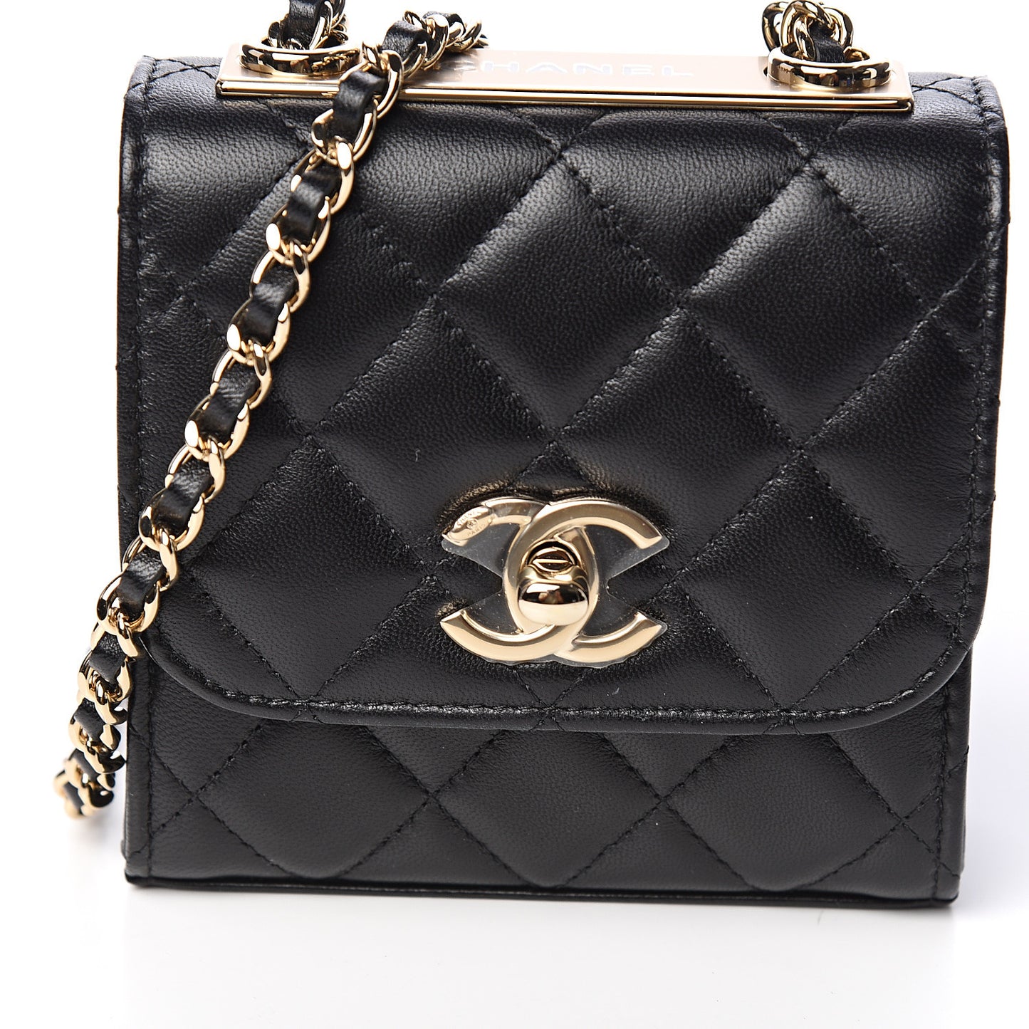 Lambskin Quilted Mini Trendy CC Chain Wallet Black