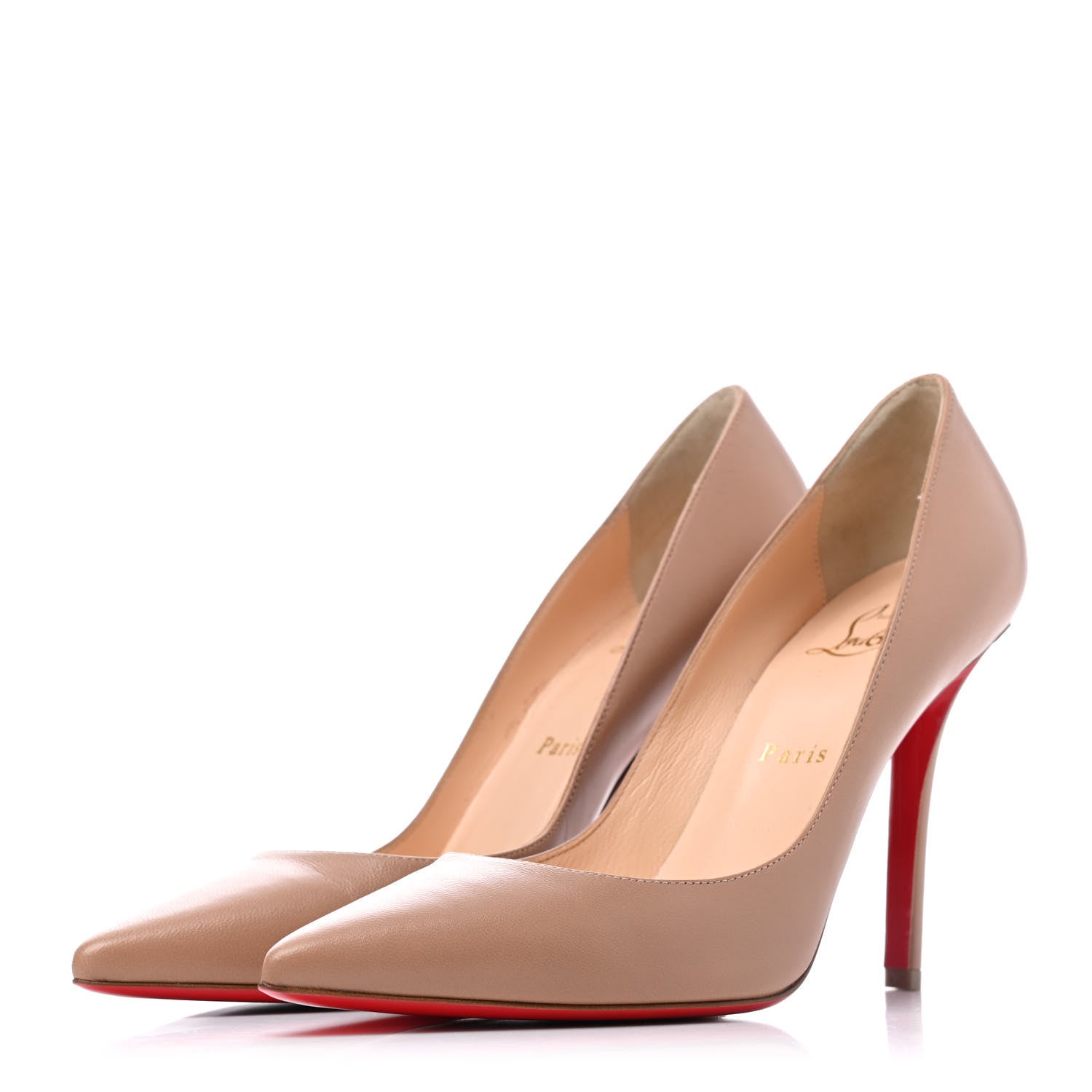Christian Louboutin Nappa Apostrophy 100 Pumps 38.5 Nude 3 of 17