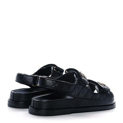 Chanel Grained Calfskin Velcro Dad Sandals 36 Black 4 of 8