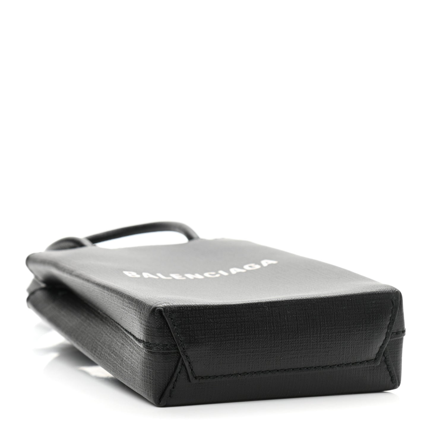 Squared Calfskin Logo Shopping Phone Holder Bag Black