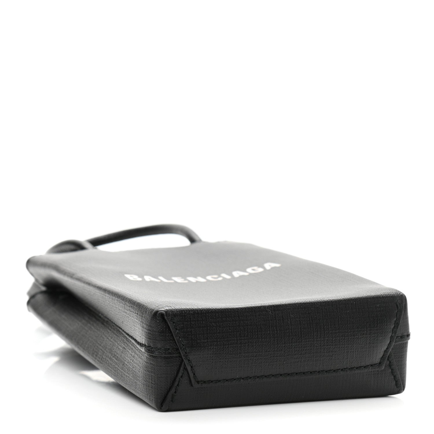 Balenciaga Squared Calfskin Logo Shopping Phone Holder Bag Black 4 of 9