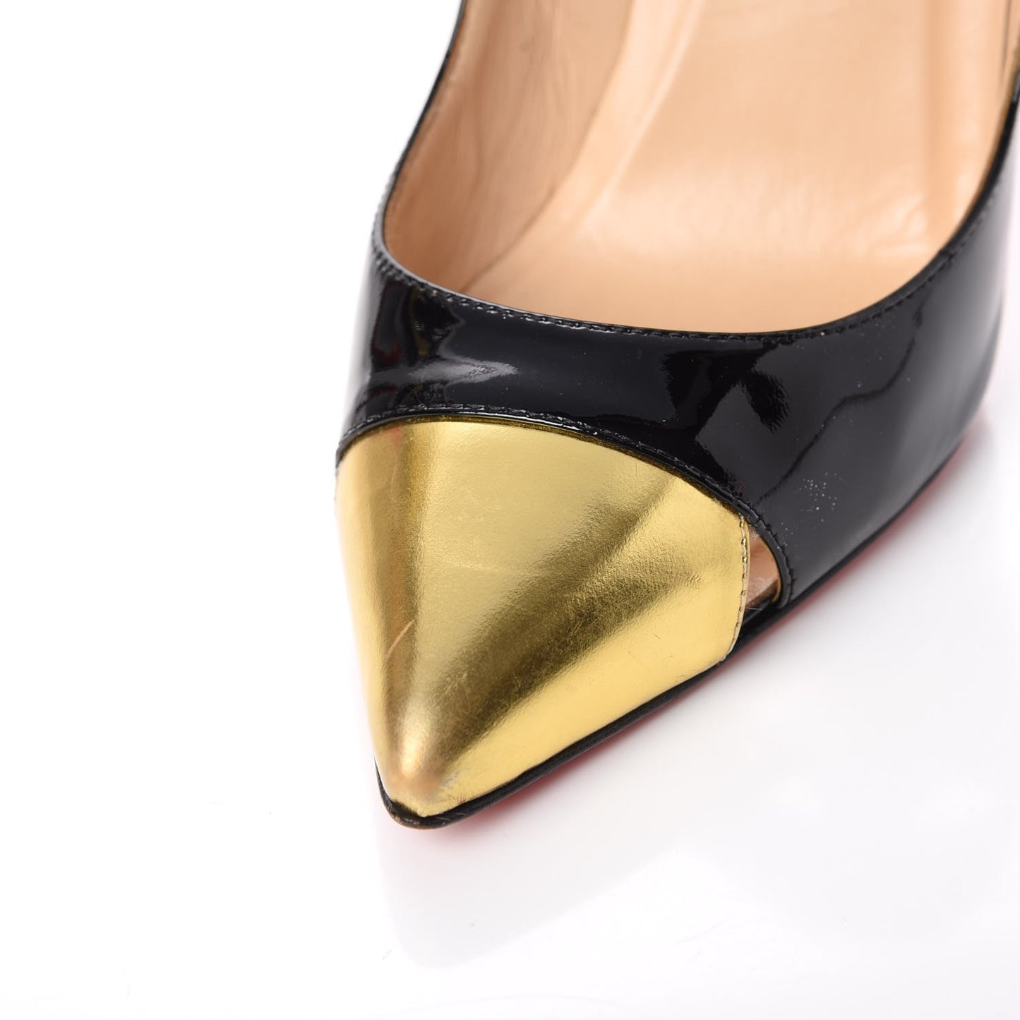 Patent Metallic Calfskin Duvette Cutout 120 Pumps 36.5 Black Gold