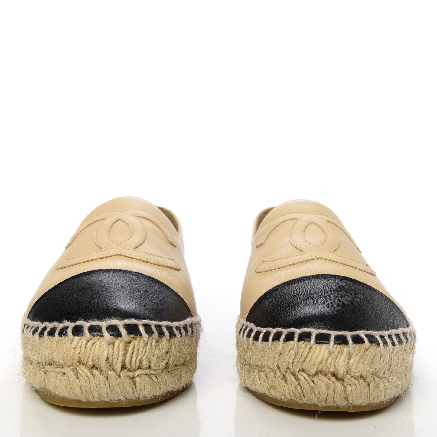 Lambskin CC Espadrilles 36 Beige Black