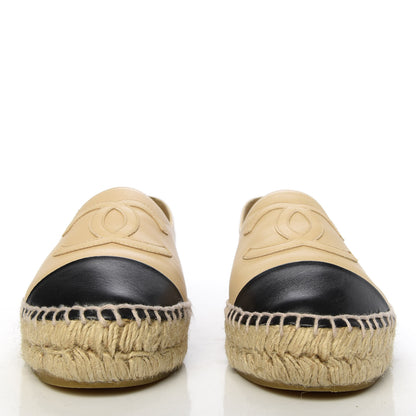 Chanel Lambskin CC Espadrilles 36 Beige Black 2 of 13