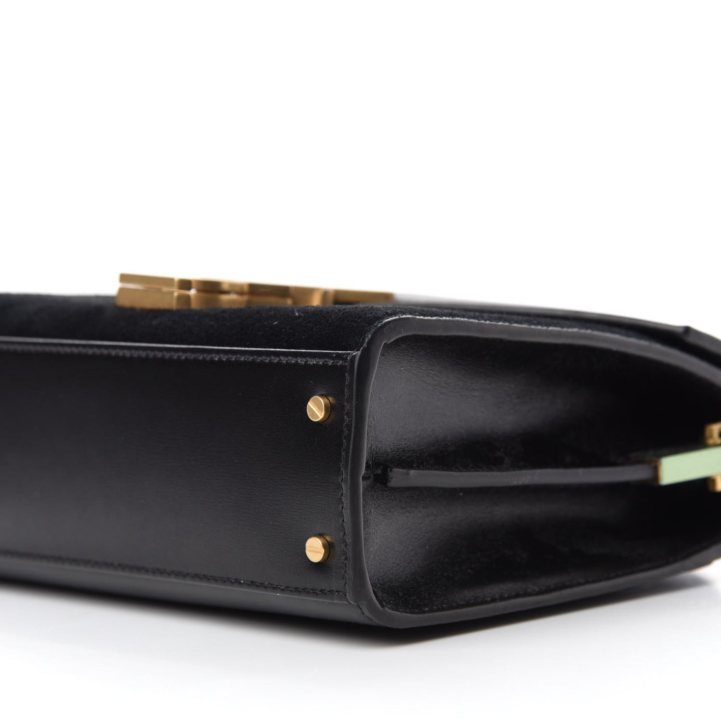 Suede Leopard Print Mini Classic Monogram Cassandra Top Handle Manto Naturale Black