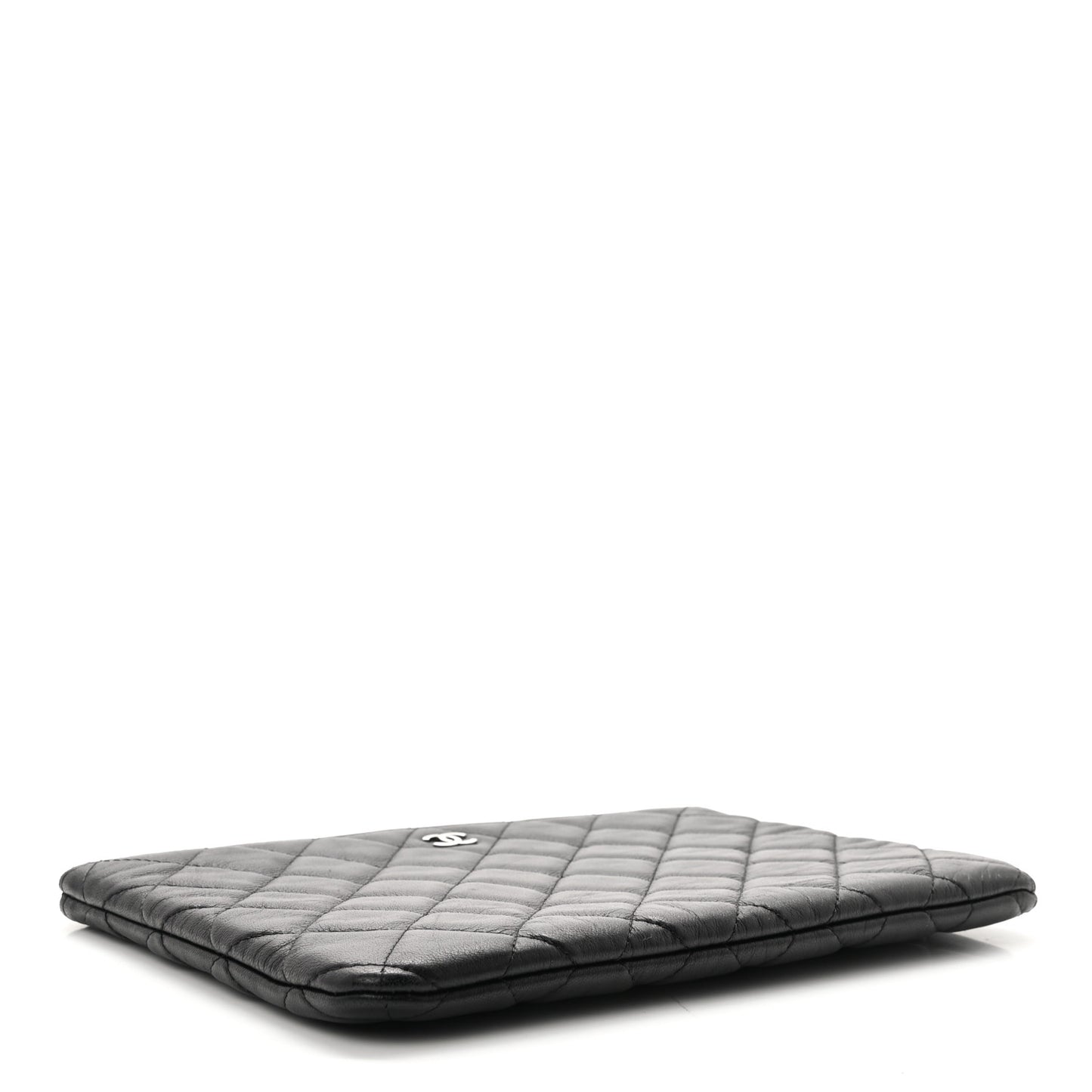 Lambskin Quilted Medium Cosmetic Case Black