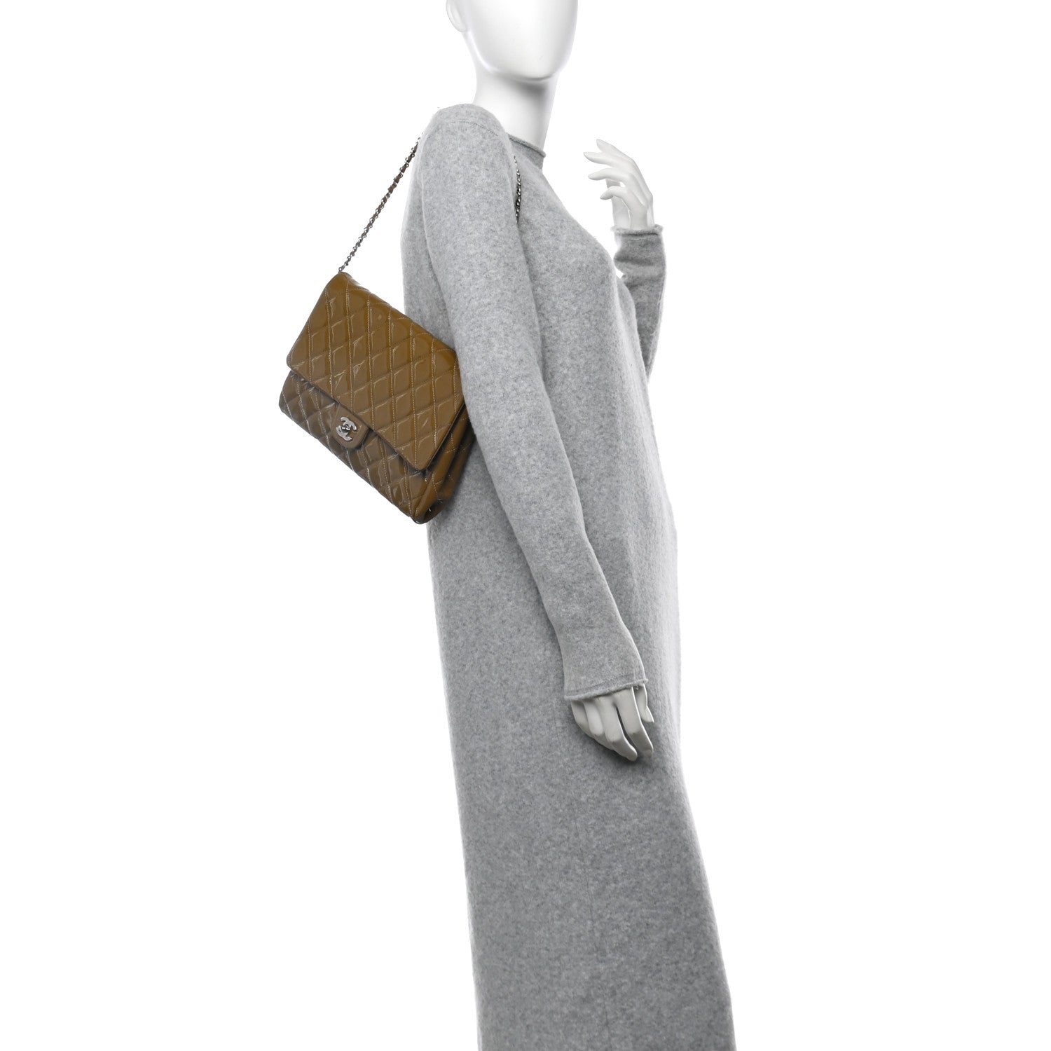 Chanel Patent Quilted Clutch with Chain Flap Grey 2 of 12