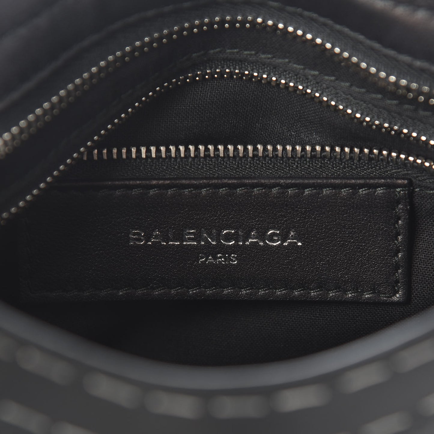 Calfskin Topstitch Classic Silver Hardware Mini City Black