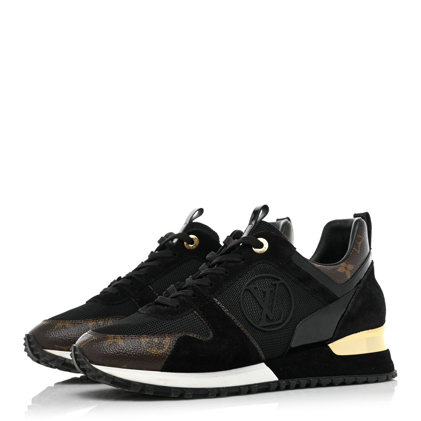 Suede Monogram Run Away Sneakers 38 Black