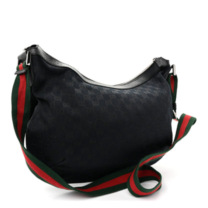 Gucci Monogram Web Medium Half Moon Hobo Black 3 of 10