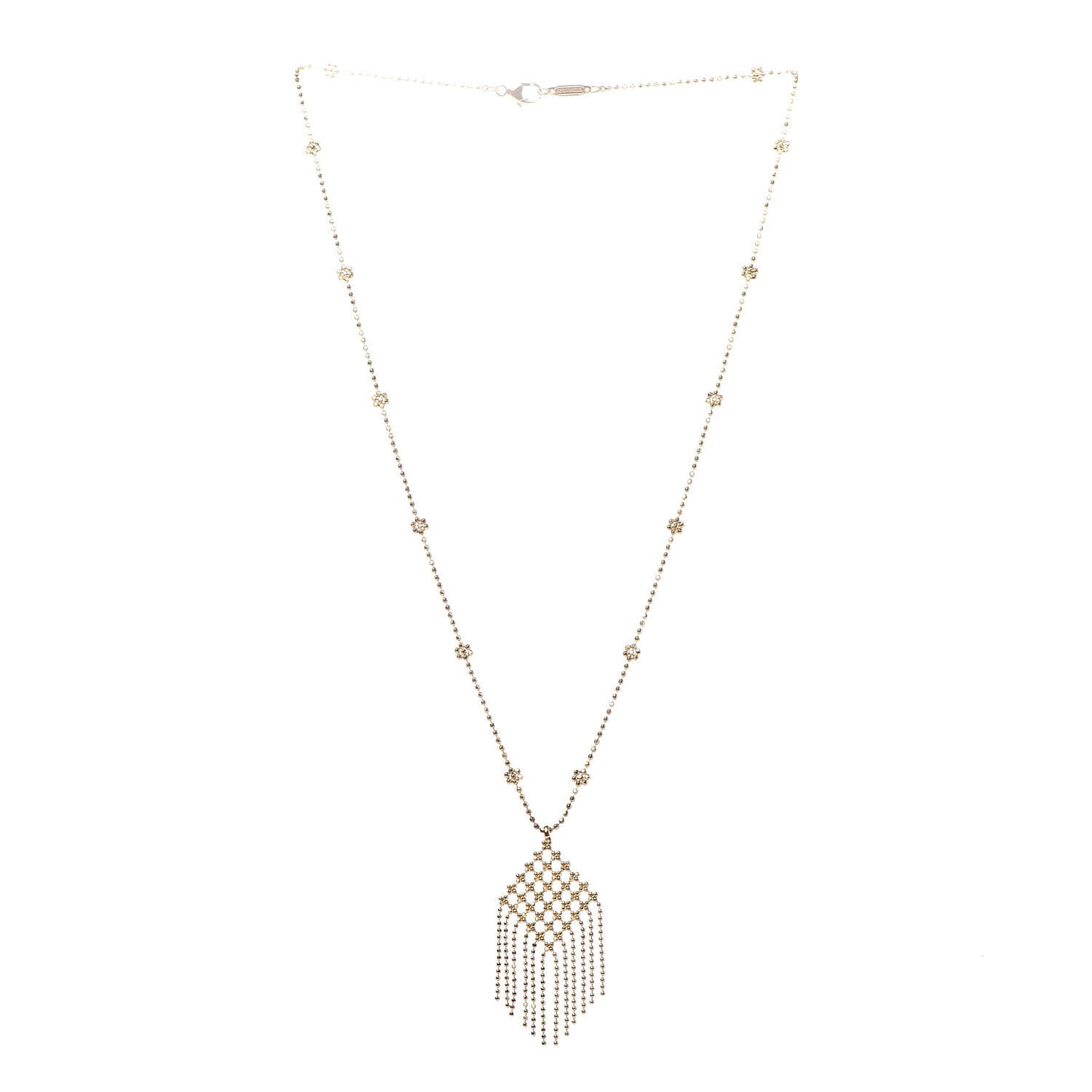 18K Yellow Gold Fringe Drop Pendant Necklace