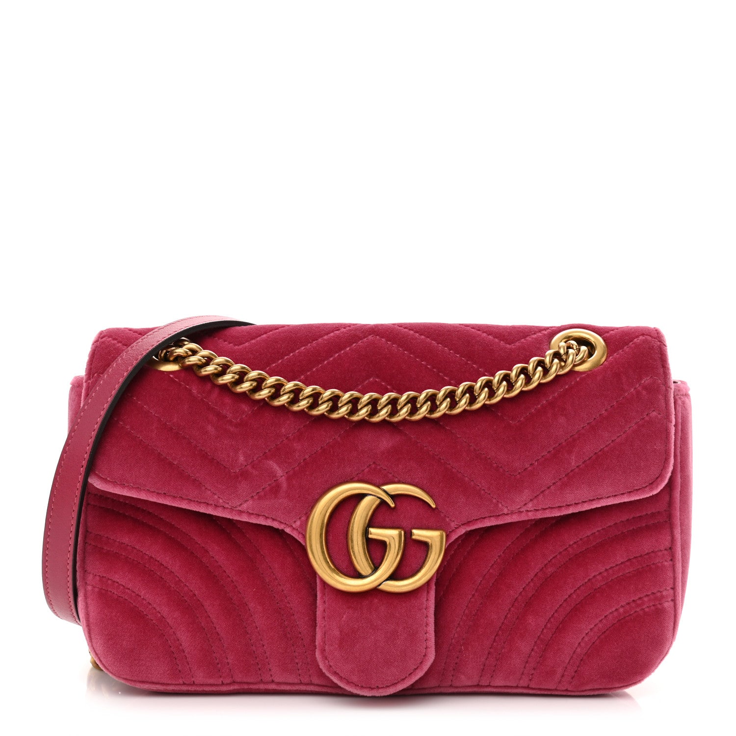 Gucci Velvet Matelasse Small GG Marmont Shoulder Bag Light Raspberry Rose 1 of 11